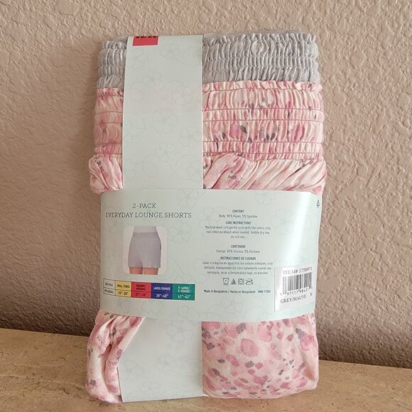 Jane And Bleecker Womens 2-Pack Everyday Pocket Lounge Shorts Gray/Mauve NWT - Picture 2 of 2